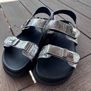 Steve Madden Black and Silver Sandals